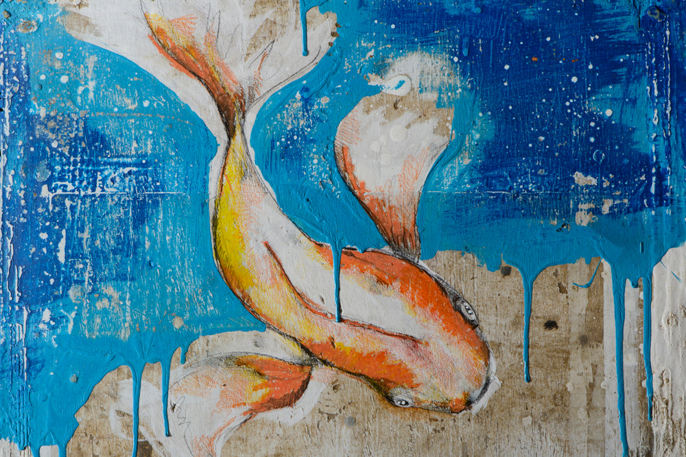 ציור של דג זהב  - הדפס קנבס