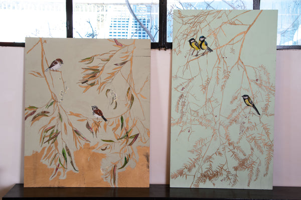 ירגזים מתפלפלים קוצים ואקליפטוס מארח -ציורים מקוריים על גבי דיקט