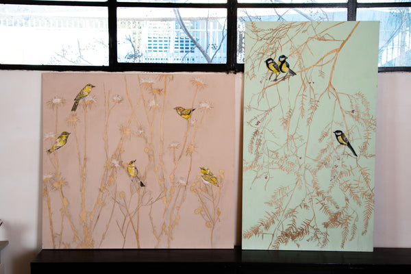 ירגזים מתפלפלים קוצים וחורפות על קוצים -ציורים מקוריים על גבי דיקט